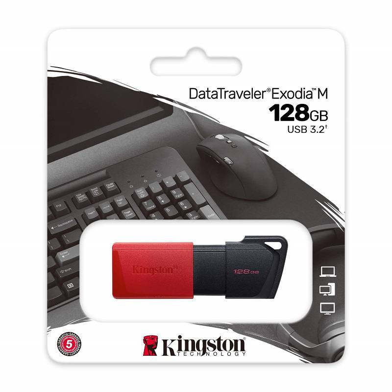 Kingston DataTraveler Exodia M Memoria flash USB 3.2 Gen 1 DTXM/128GB - with Moving Cap (Negro + Rojo)
